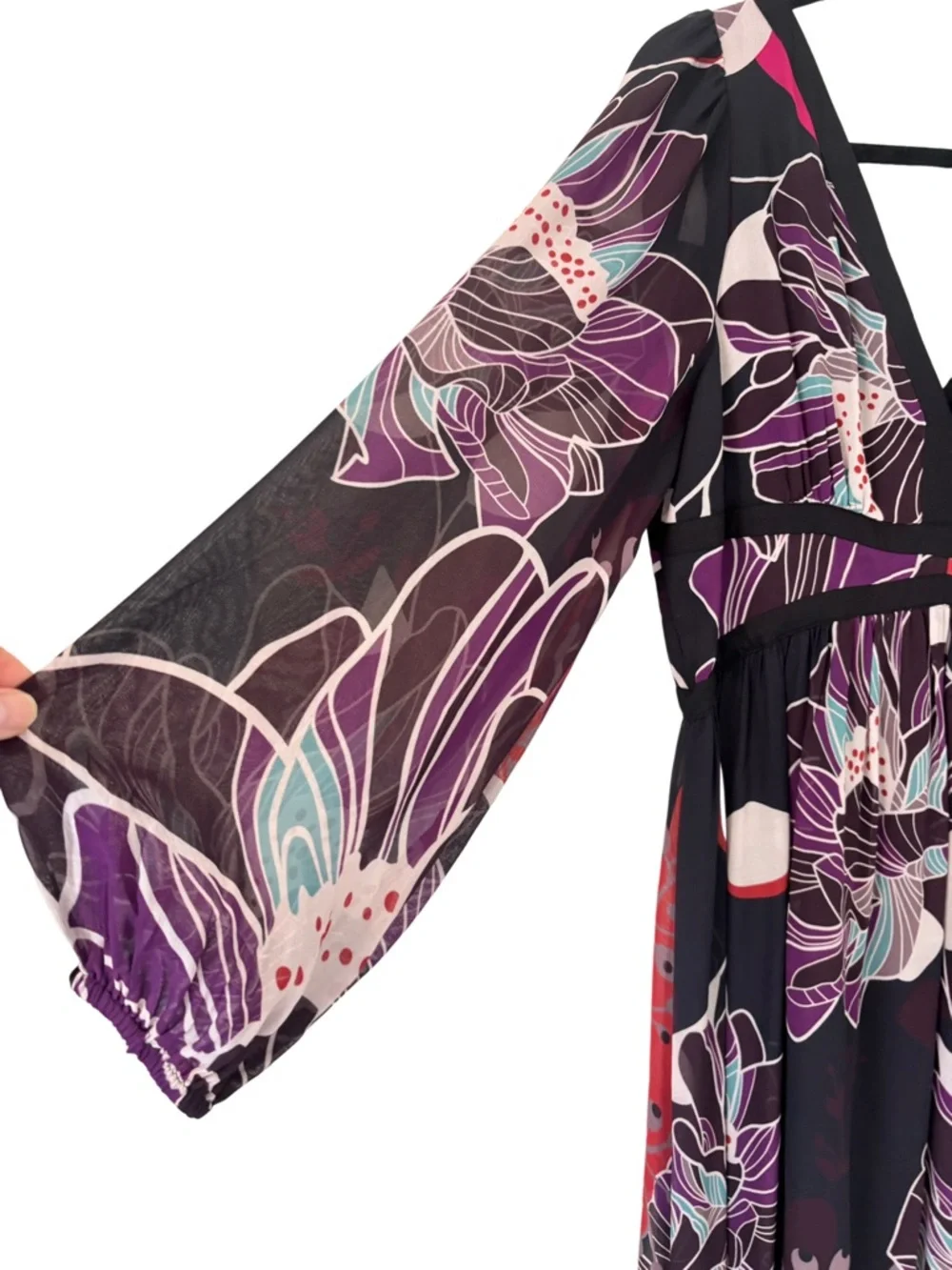 Anthropologie Let Me Be Floral Midi Dress in Black Size L - Picture 9 of 13